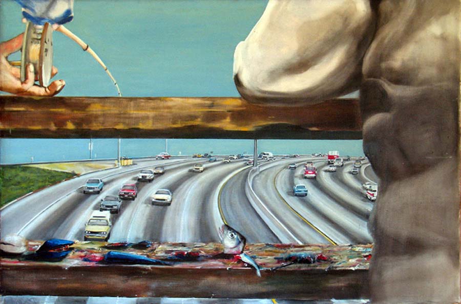 fishing on the freeway mural