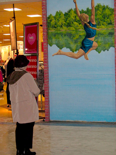 jumping in the lake mural