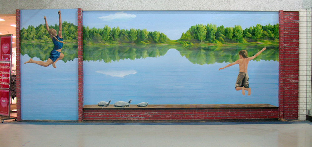 jumping in the lake mural