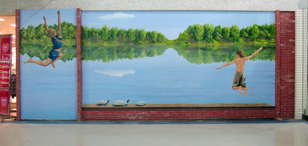 jumping in the lake mural